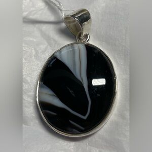 Black banded agate pendant